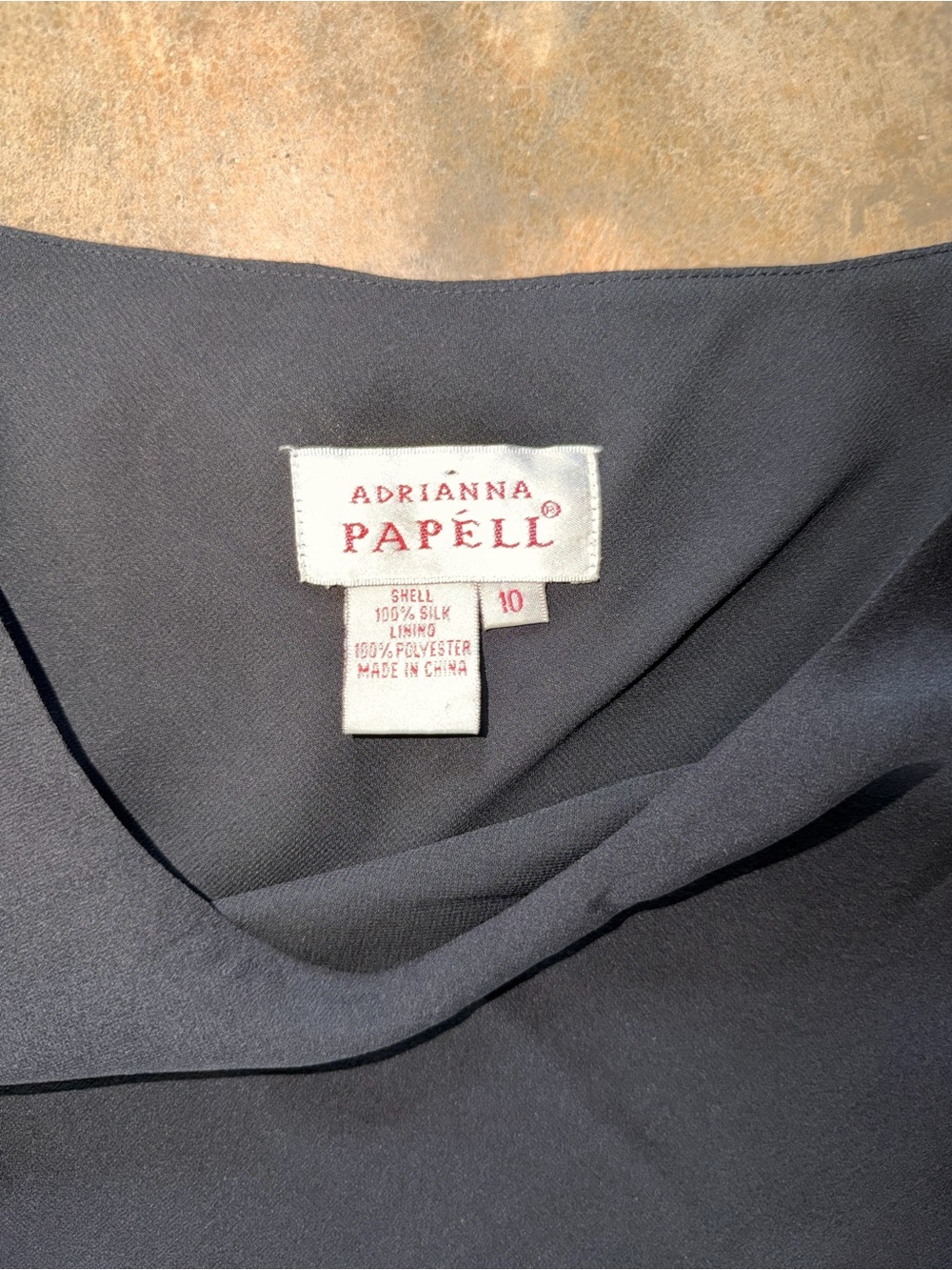 Adrianna Papell 100% Silk Black Midi Dress Floral Appliqué Size 10 - Picture 4 of 6